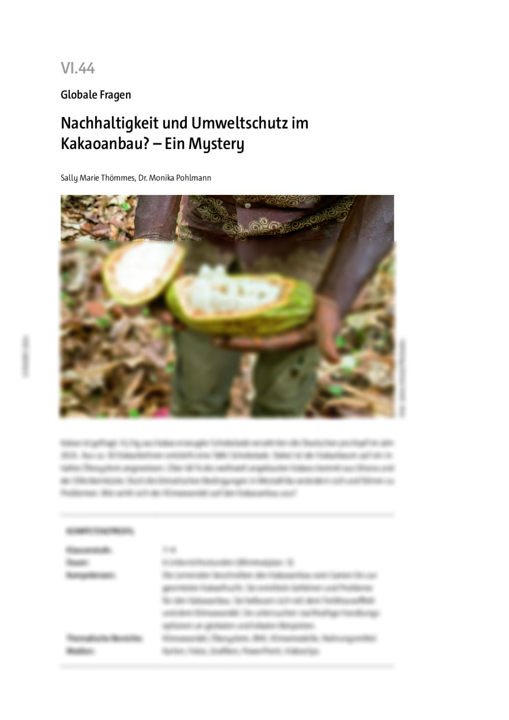 Nachhaltigkeit und Umweltschutz im Kakaoanbau? - Seite 1
