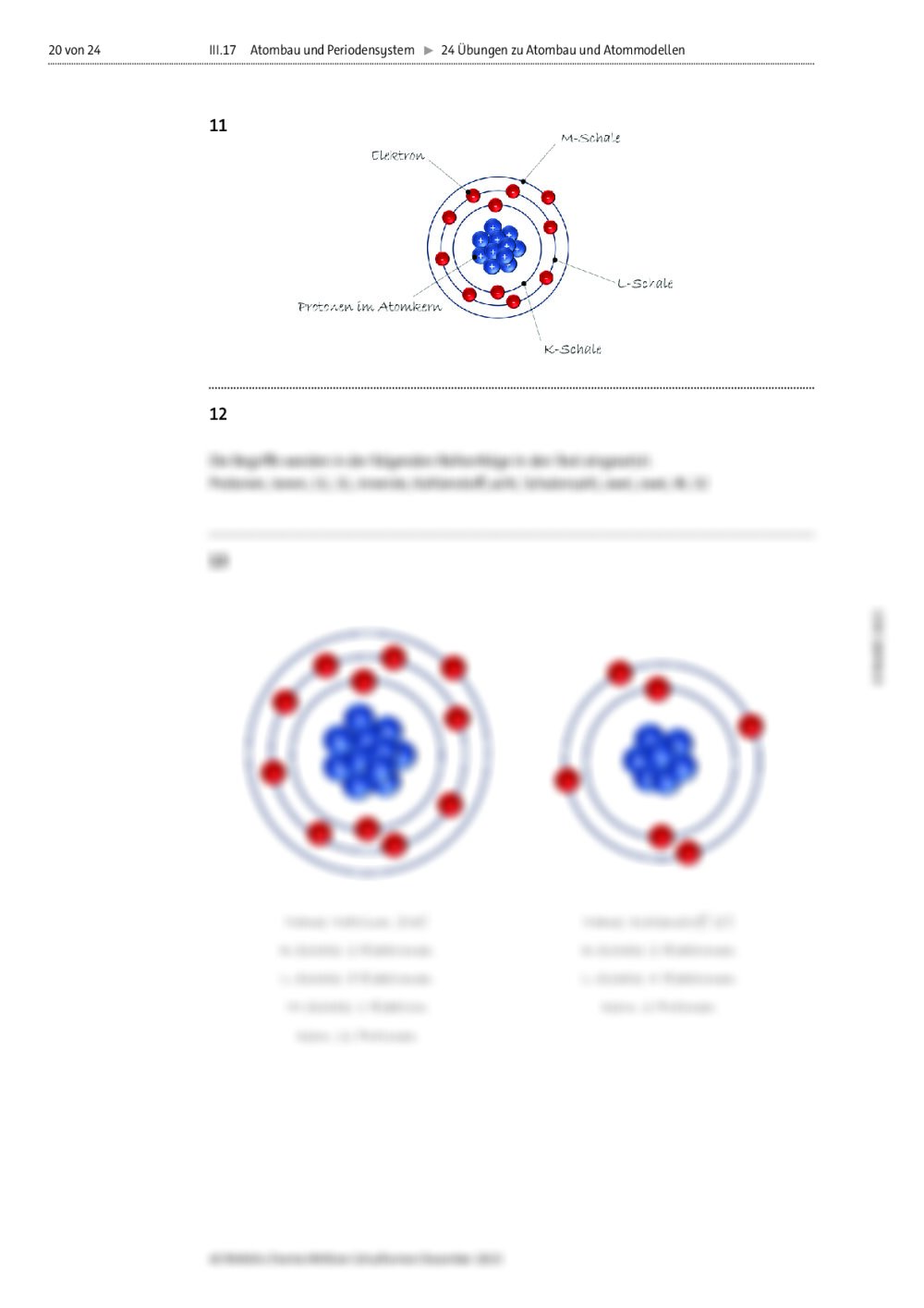 24 Übungen zu Atombau und Atommodellen RAAbits Online