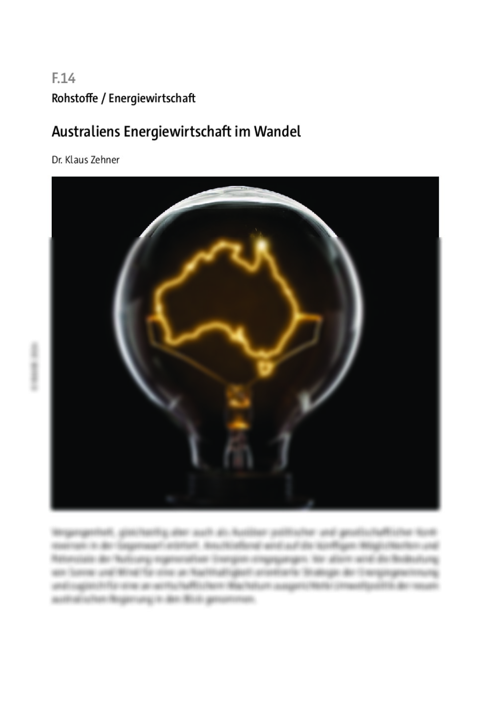 Australiens Energiewirtschaft im Wandel - Seite 1