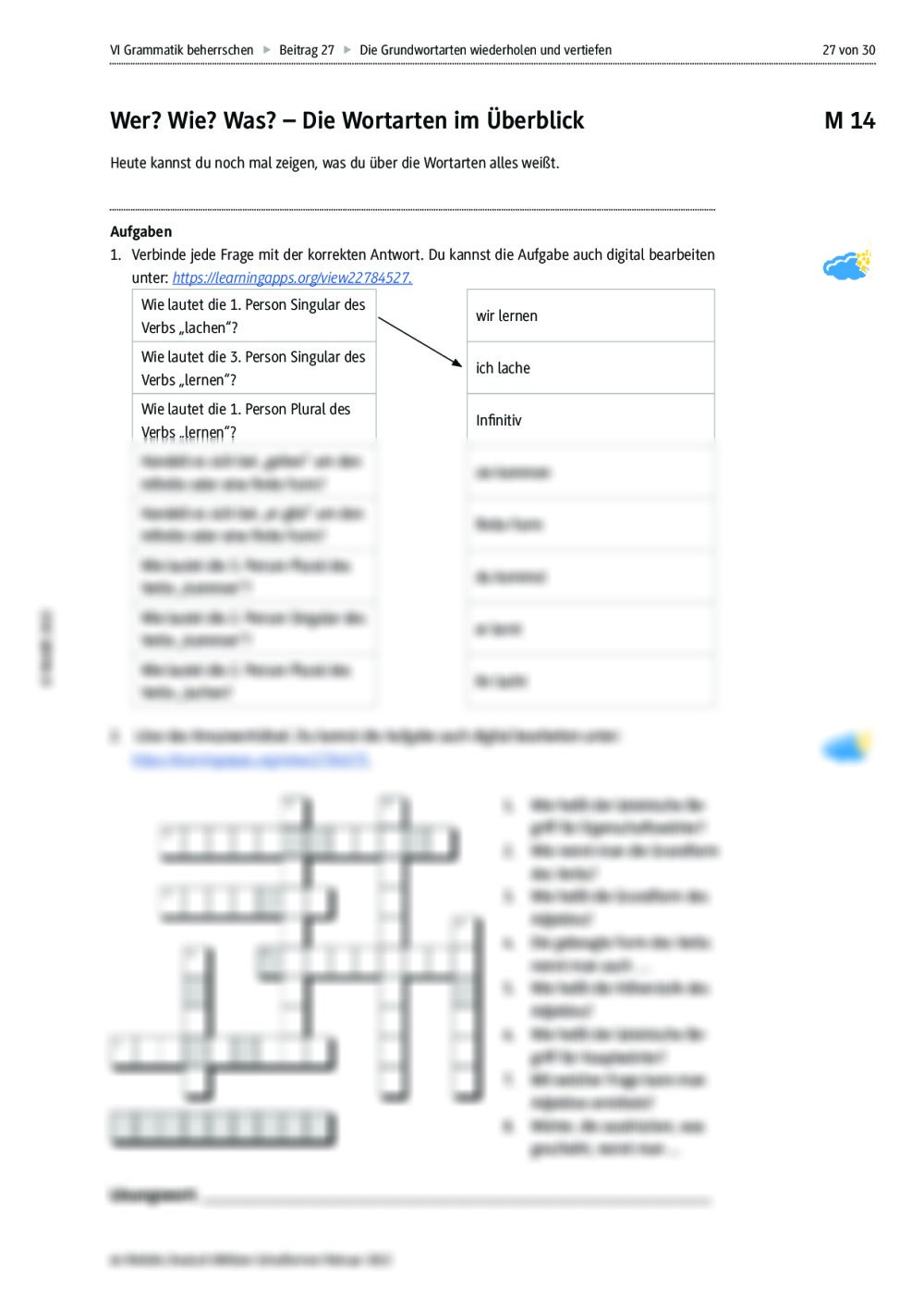 Die Grundwortarten "Adjektiv", "Nomen", "Verb" Wiederholen Und ...