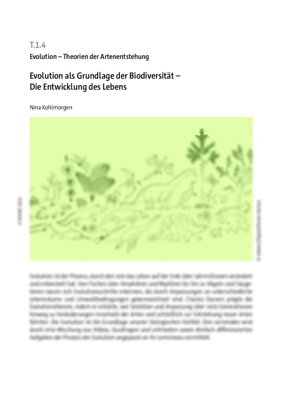 Evolution als Grundlage der Biodiversität - Seite 1