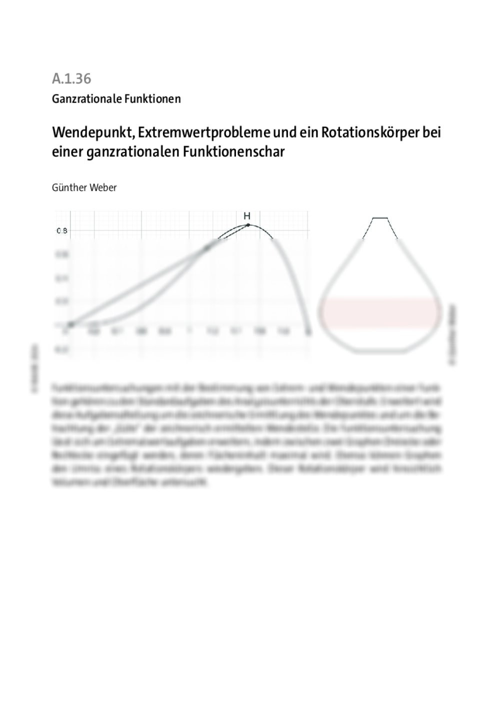 Wendepunkt, Extremwertproblem und ein Rotationskörper - Seite 1