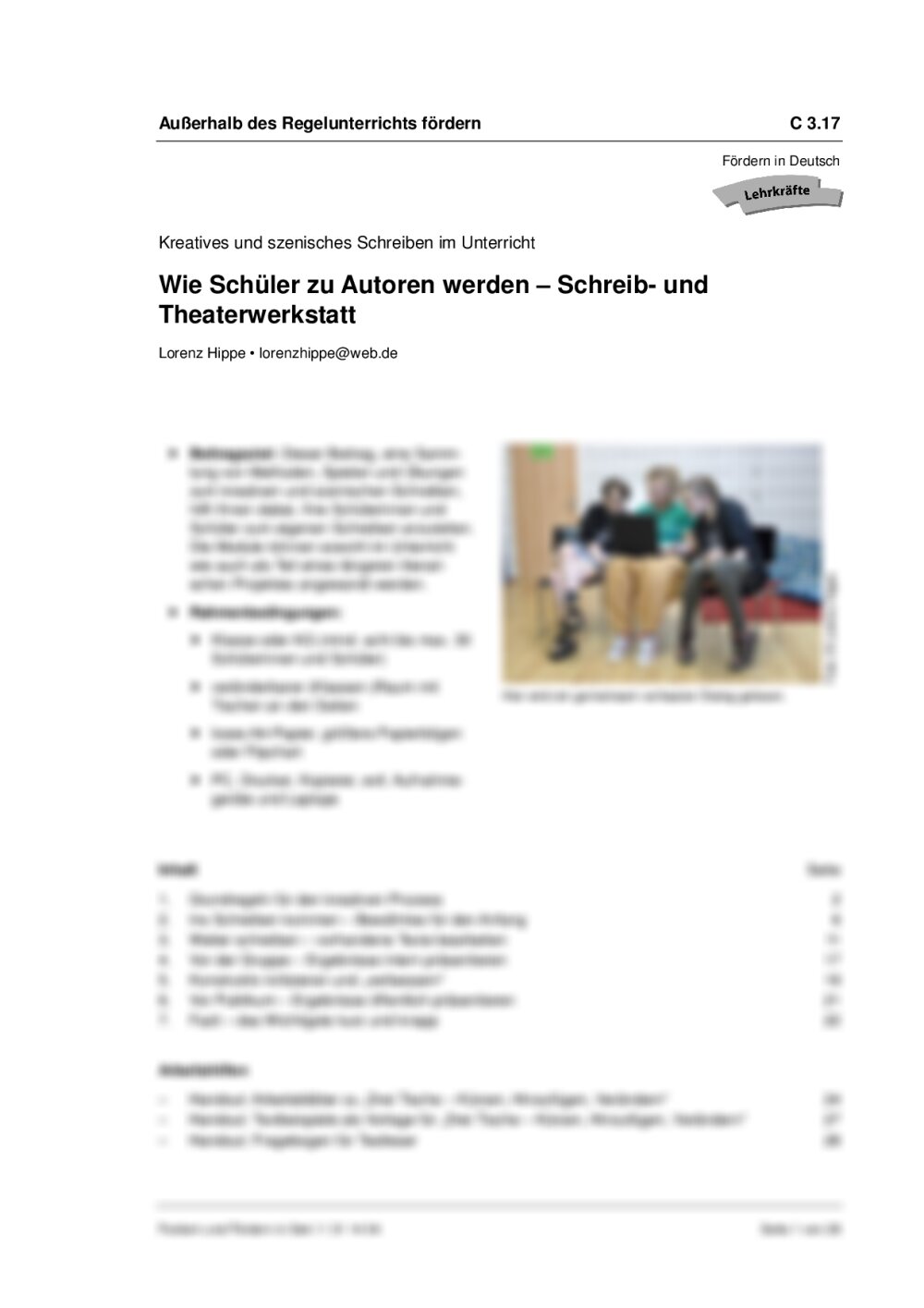 Wie Schüler zu Autoren werden – Schreib- und Theaterwerkstatt - Seite 1