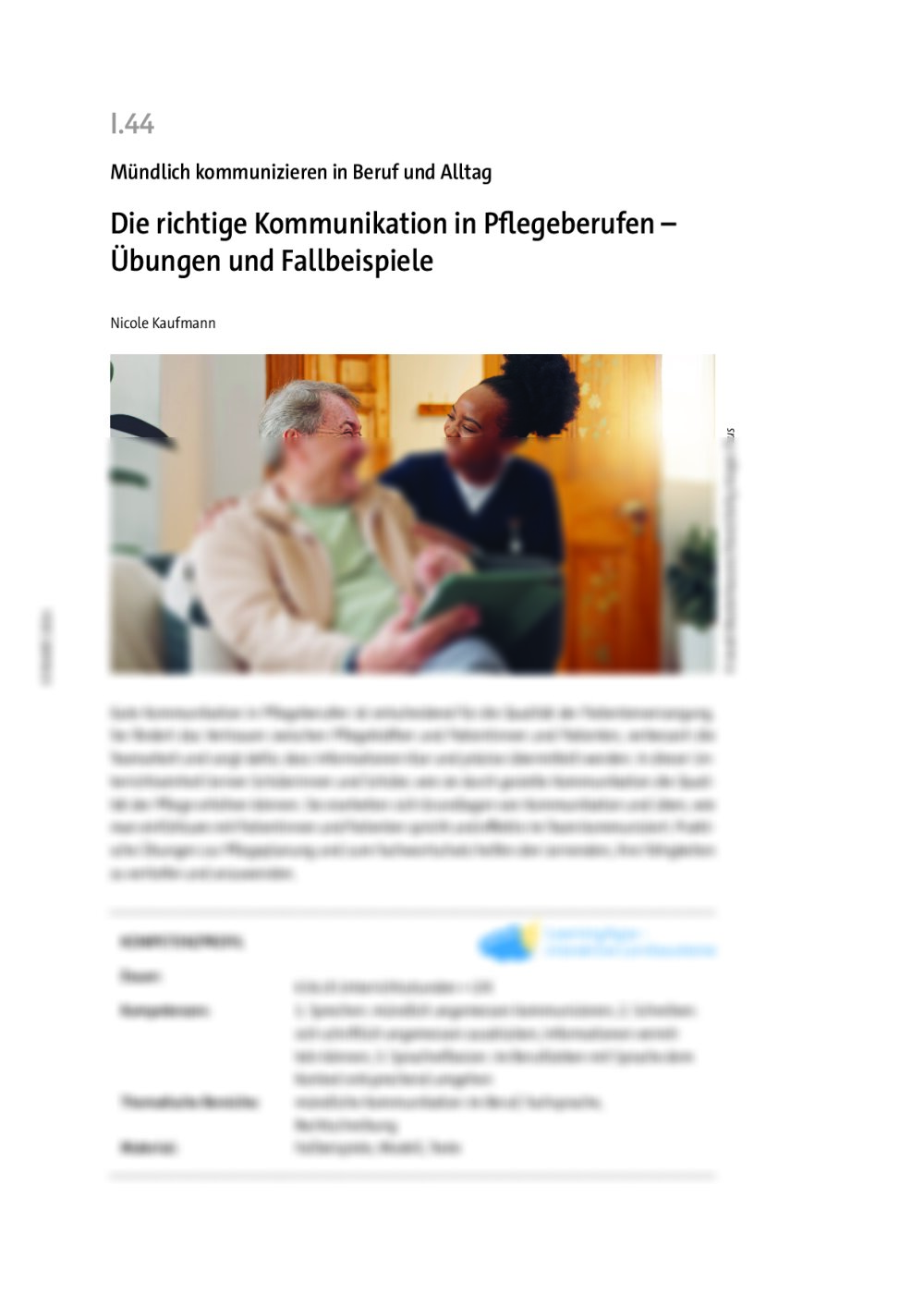 Die richtige Kommunikation in Pflegeberufen - Seite 1