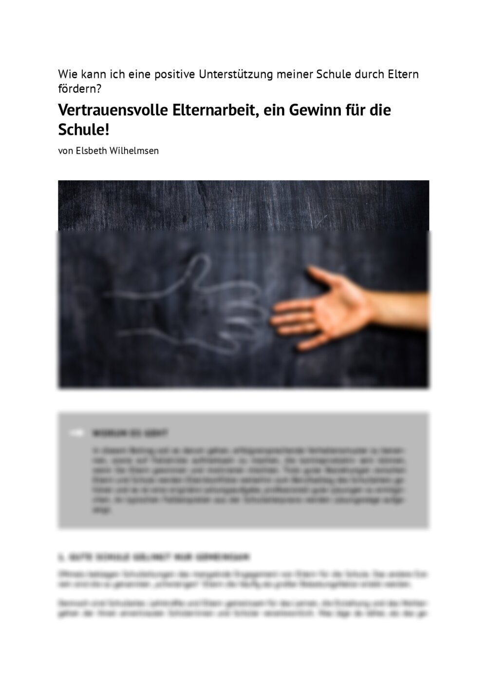 Wie kann ich eine positive Unterstützung meiner Schule durch Eltern fördern? - Seite 1