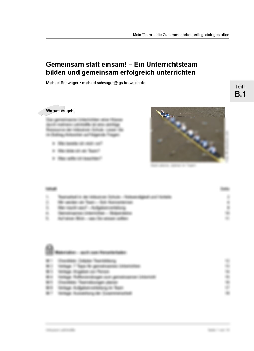 Ein Unterrichtsteam bilden und gemeinsam erfolgreich unterrichten - Seite 1