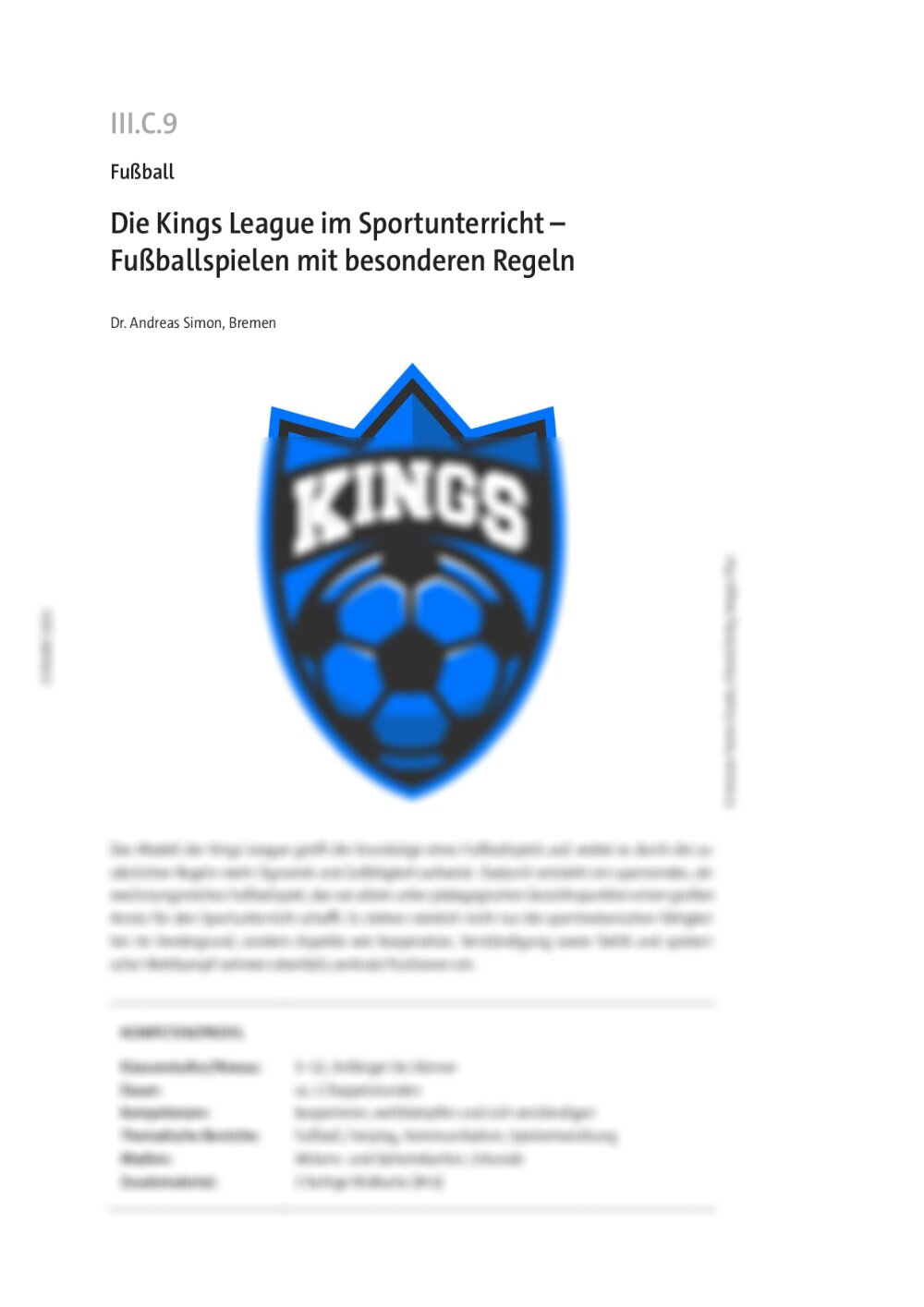 Die Kings League im Sportunterricht  - Seite 1