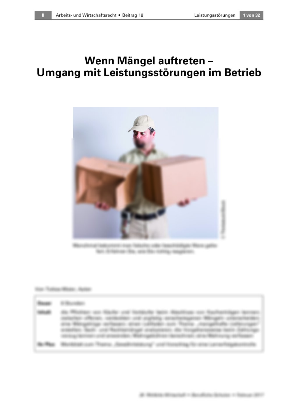 Umgang mit Leistungsstörungen im Betrieb - Seite 1