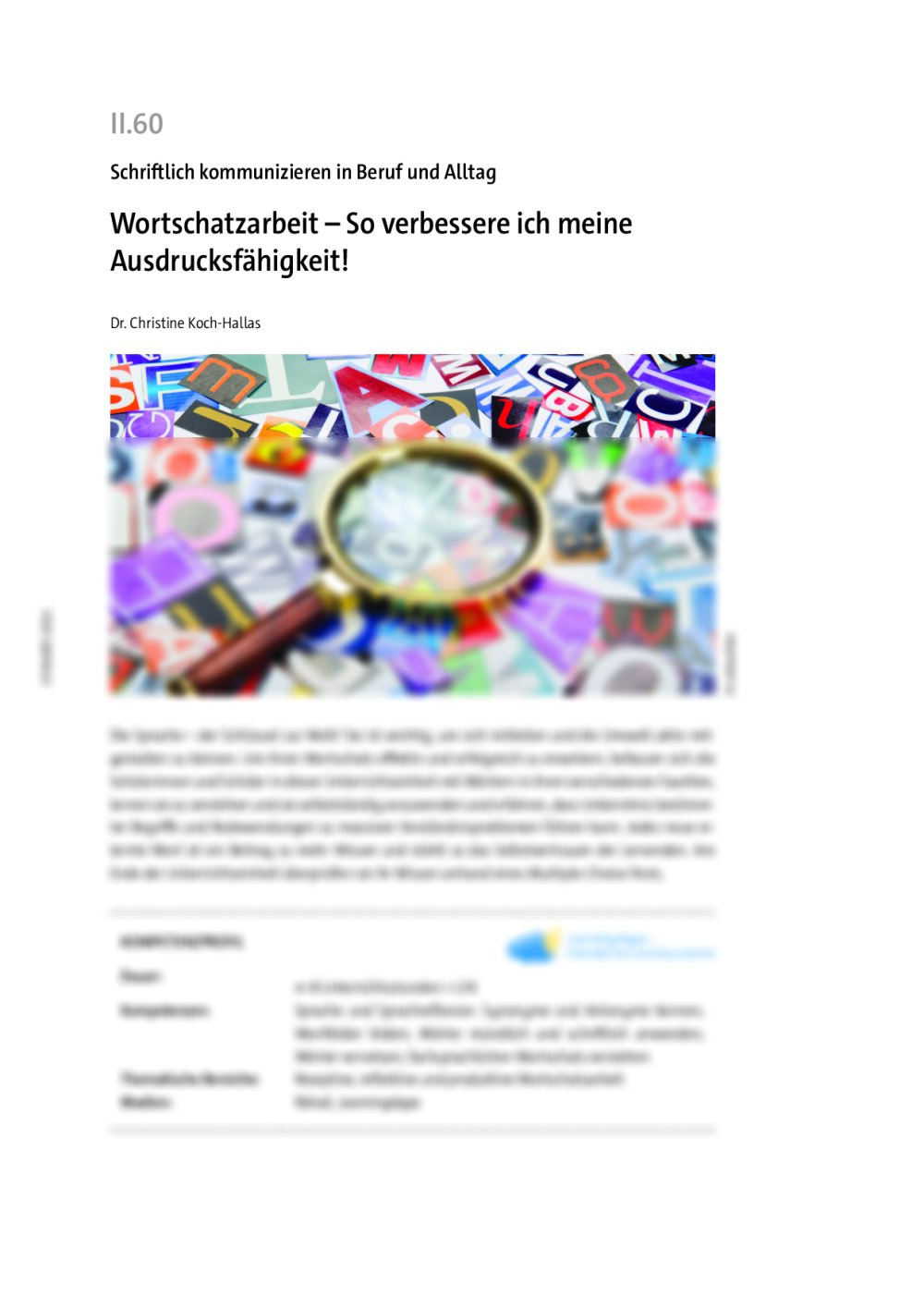 Wortschatzarbeit - Seite 1