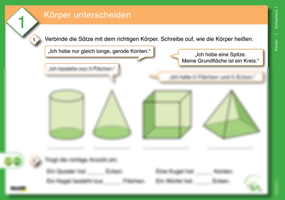 Differenzierte Übungskartei: Körper (Klasse 4) - Seite 1