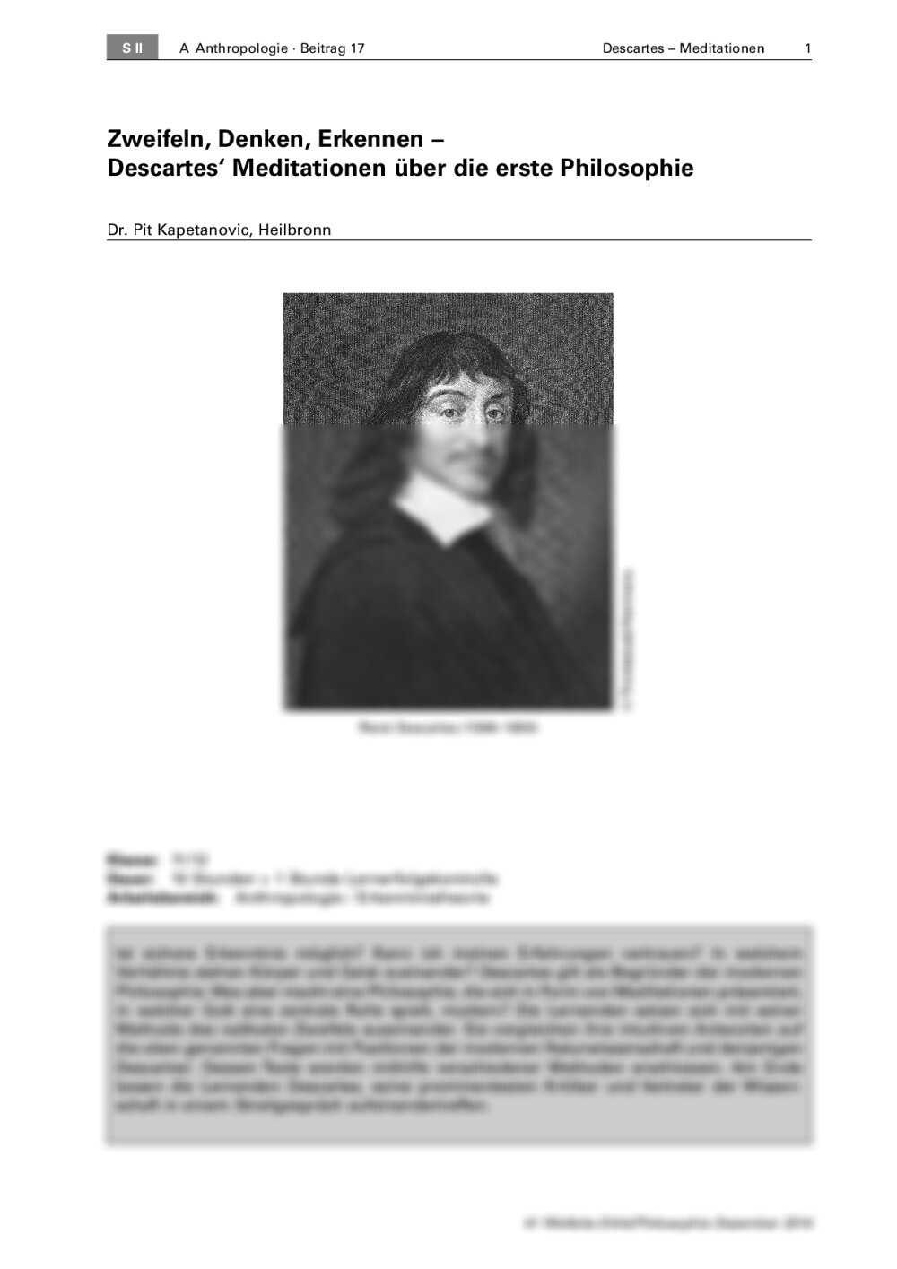 Descartes' Meditationen über die erste Philosophie - Seite 1