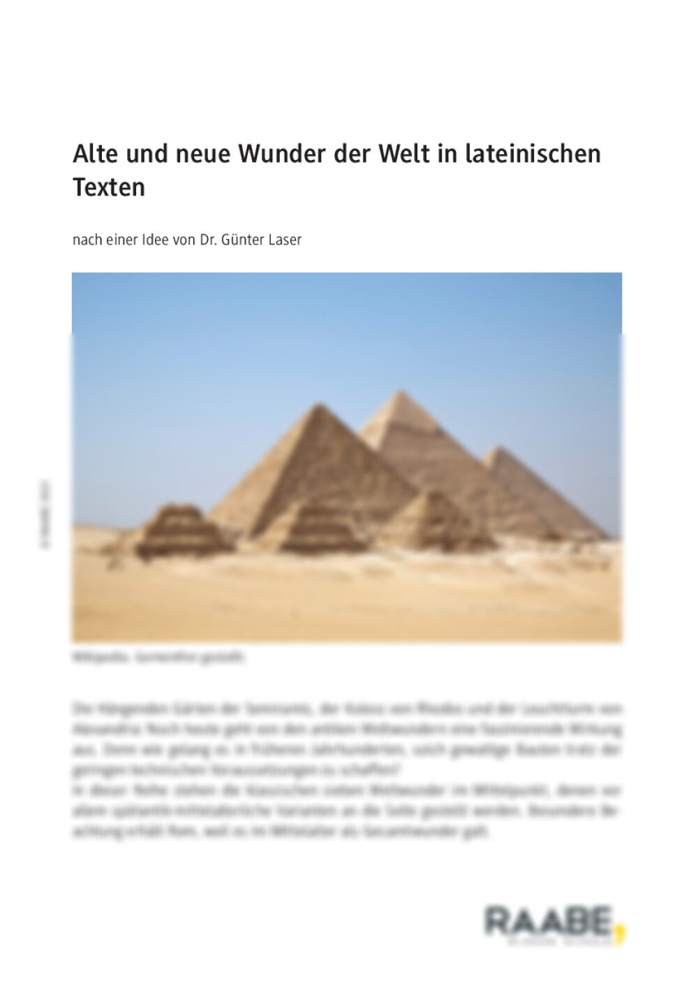 Alte und neue Wunder der Welt in lateinischen Texten - Seite 1