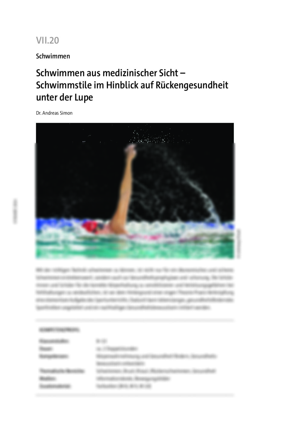 Schwimmen aus medizinischer Sicht - Seite 1