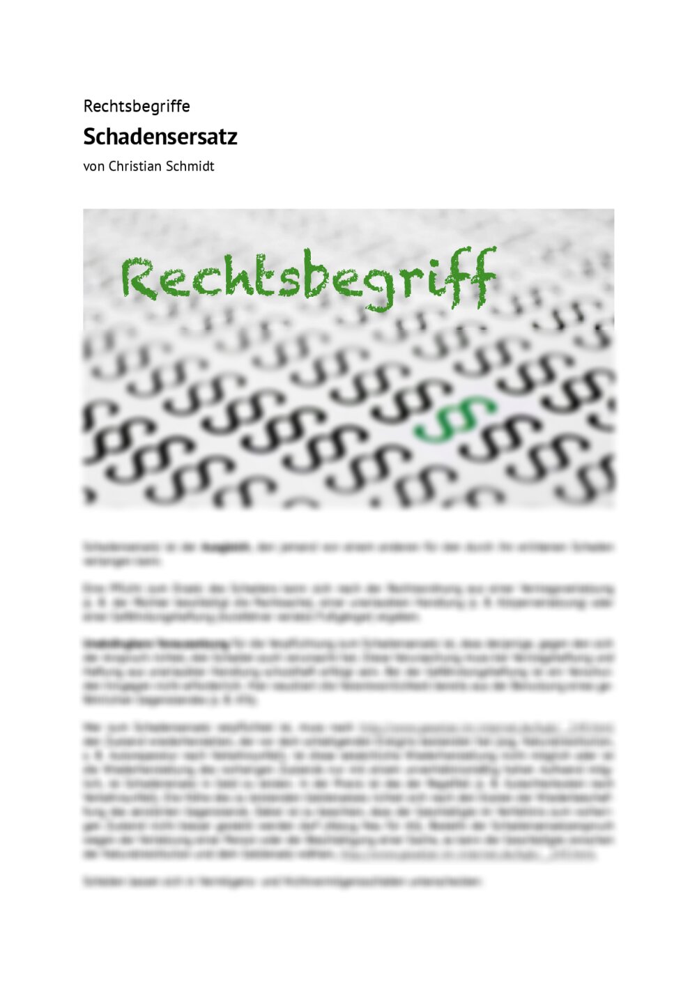 Rechtsbegriff: Schadensersatz - Seite 1