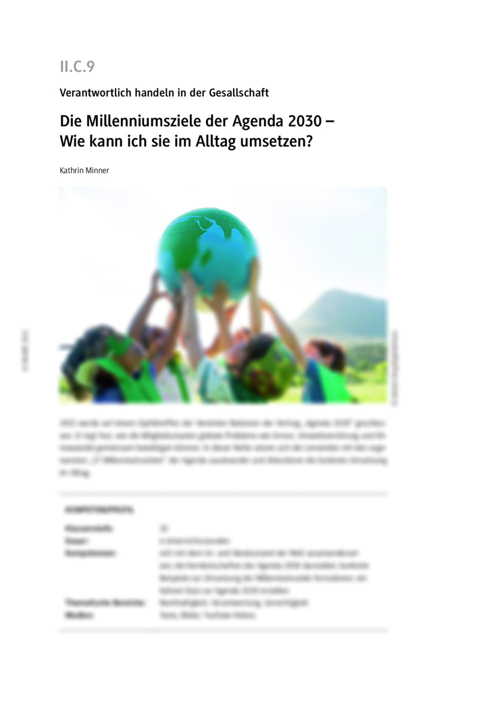 Die Millenniumsziele der Agenda 2030 – Wie kann ich sie im Alltag umsetzen? - Seite 1