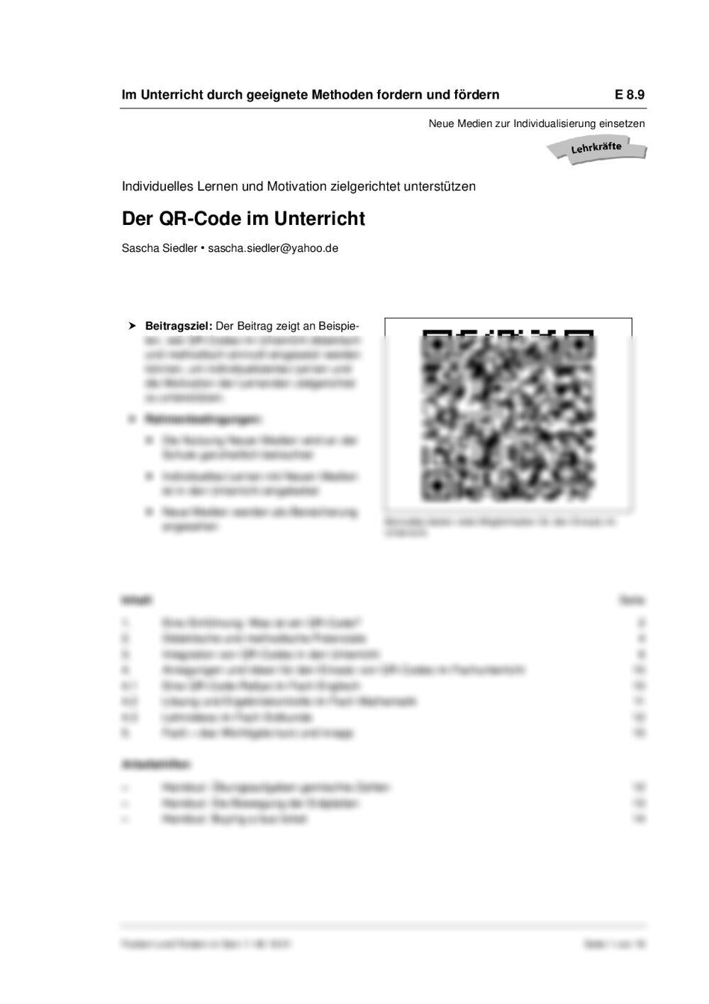 QR-Codes im Unterricht verwenden - Seite 1