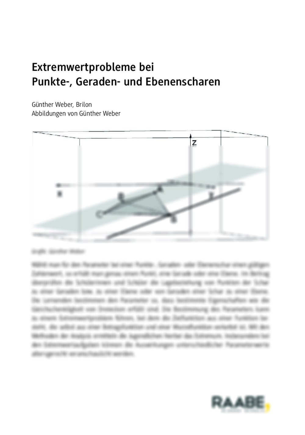 Extremwertprobleme bei Punkte-, Geraden-
und Ebenenscharen - Seite 1