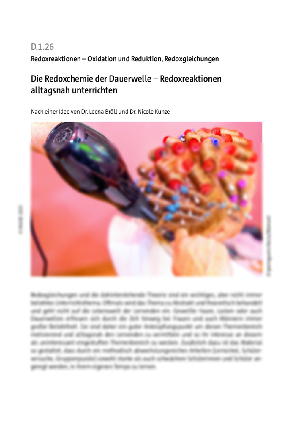 Die Redoxchemie der Dauerwelle - Seite 1