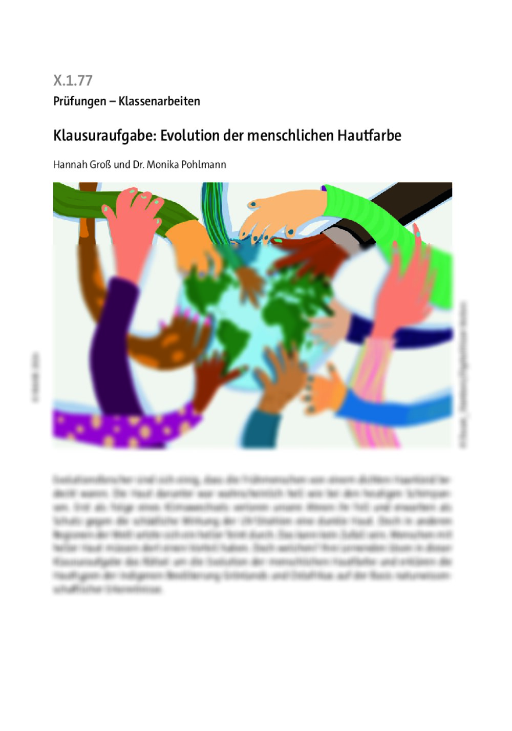 Klausuraufgabe: Evolution der menschlichen Hautfarbe - Seite 1