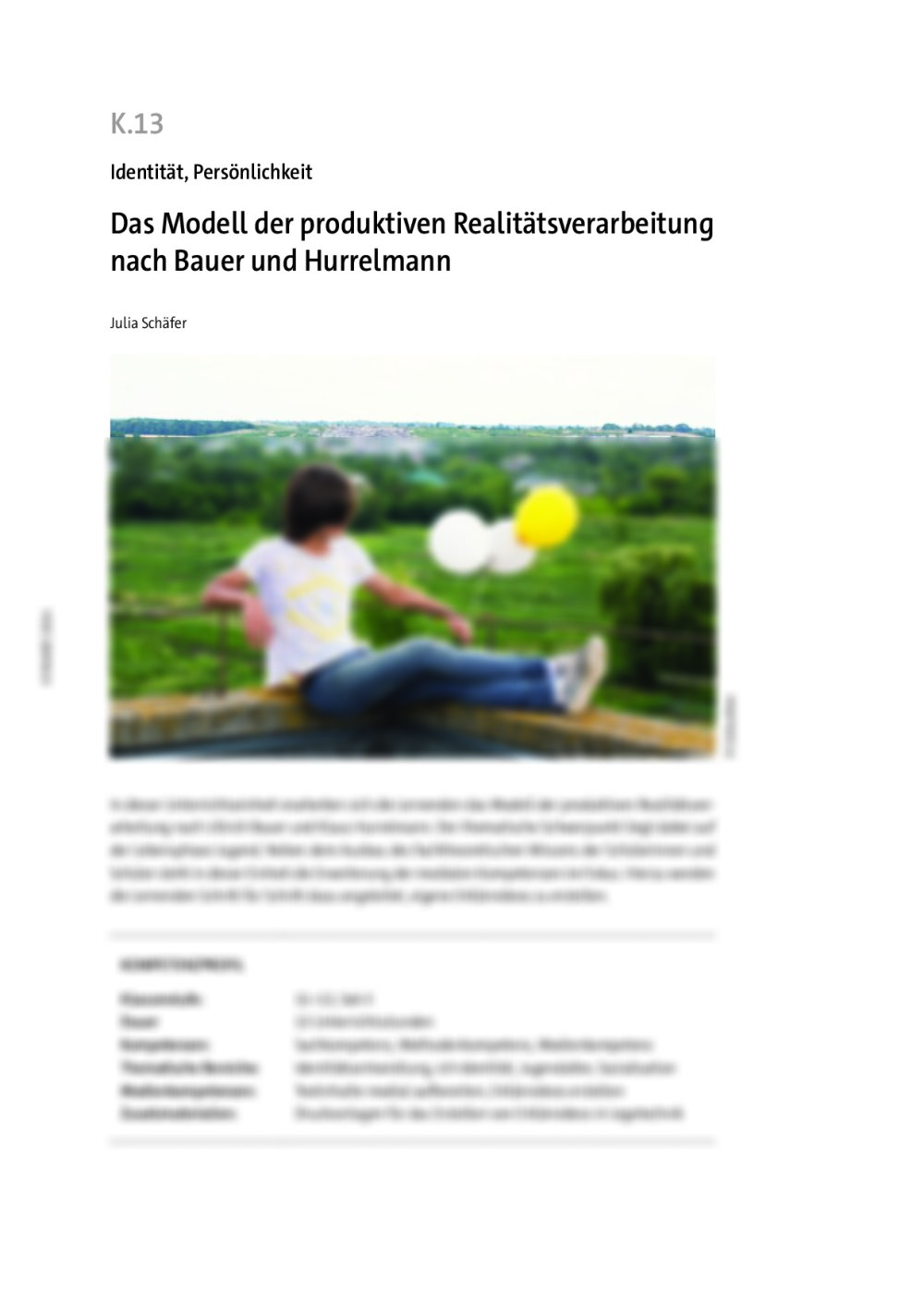Das Modell der produktiven Realitätsverarbeitung nach Bauer und Hurrelmann - Seite 1