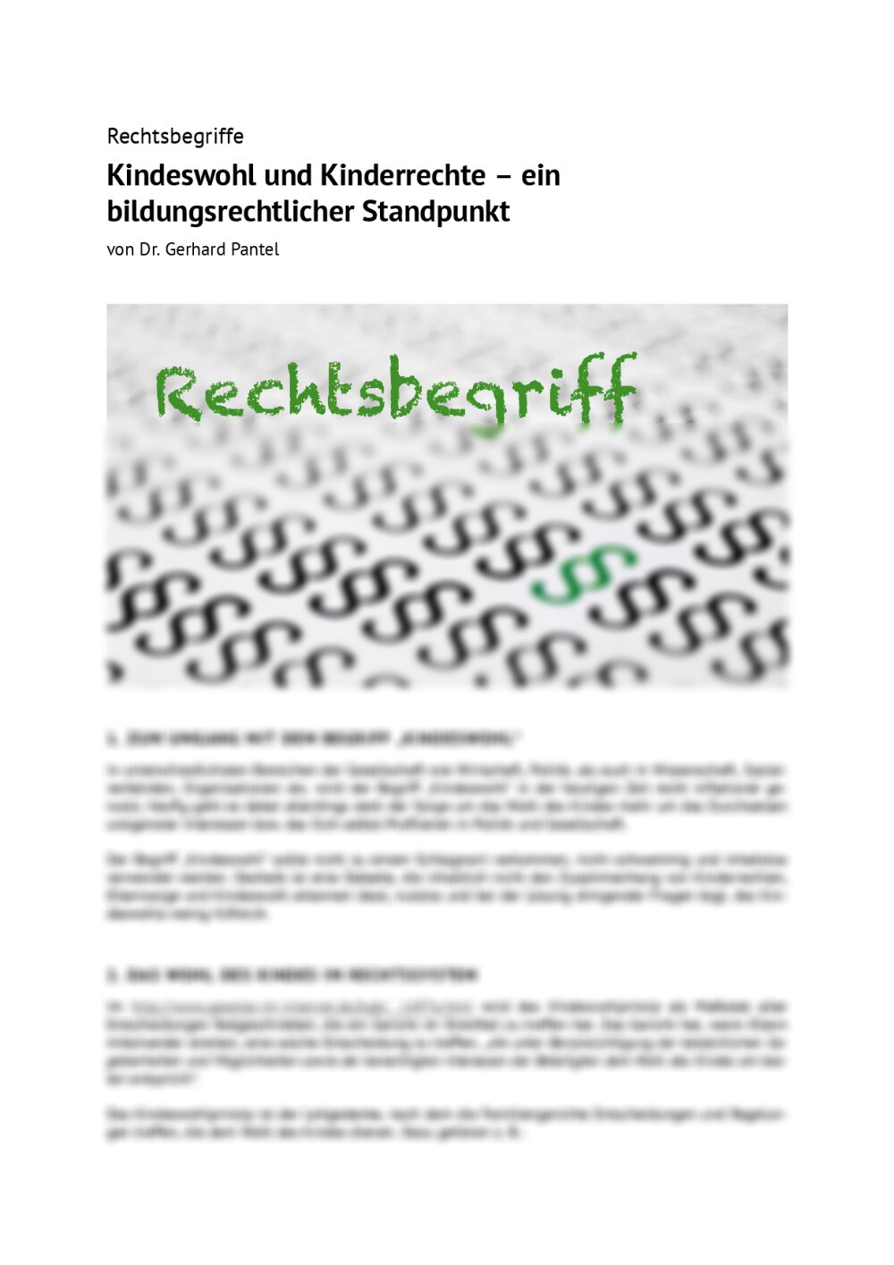 Rechtsbegriff: Kindeswohl und Kinderrechte – ein bildungsrechtlicher Standpunkt - Seite 1