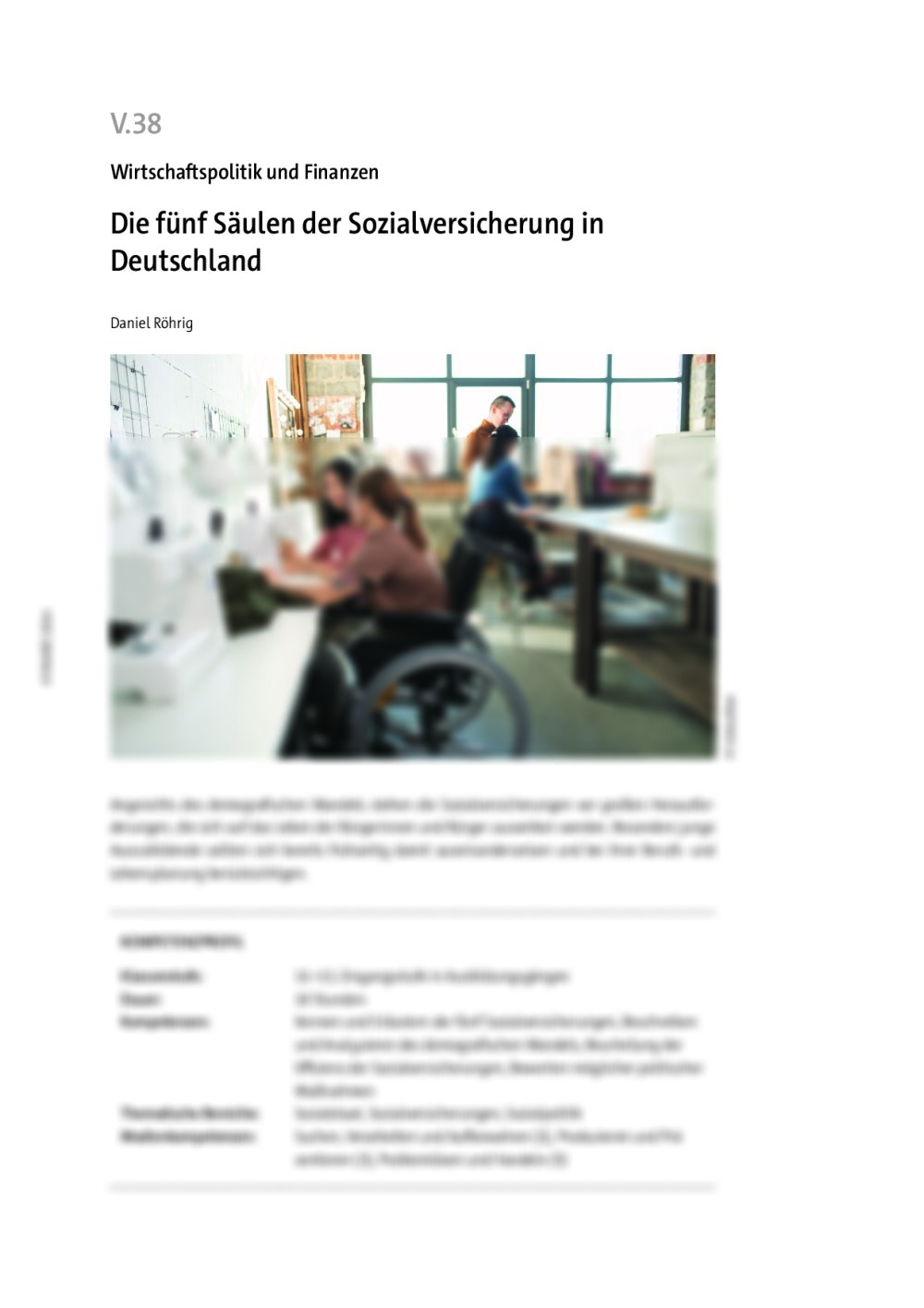 Die fünf Säulen der Sozialversicherung in Deutschland - Seite 1