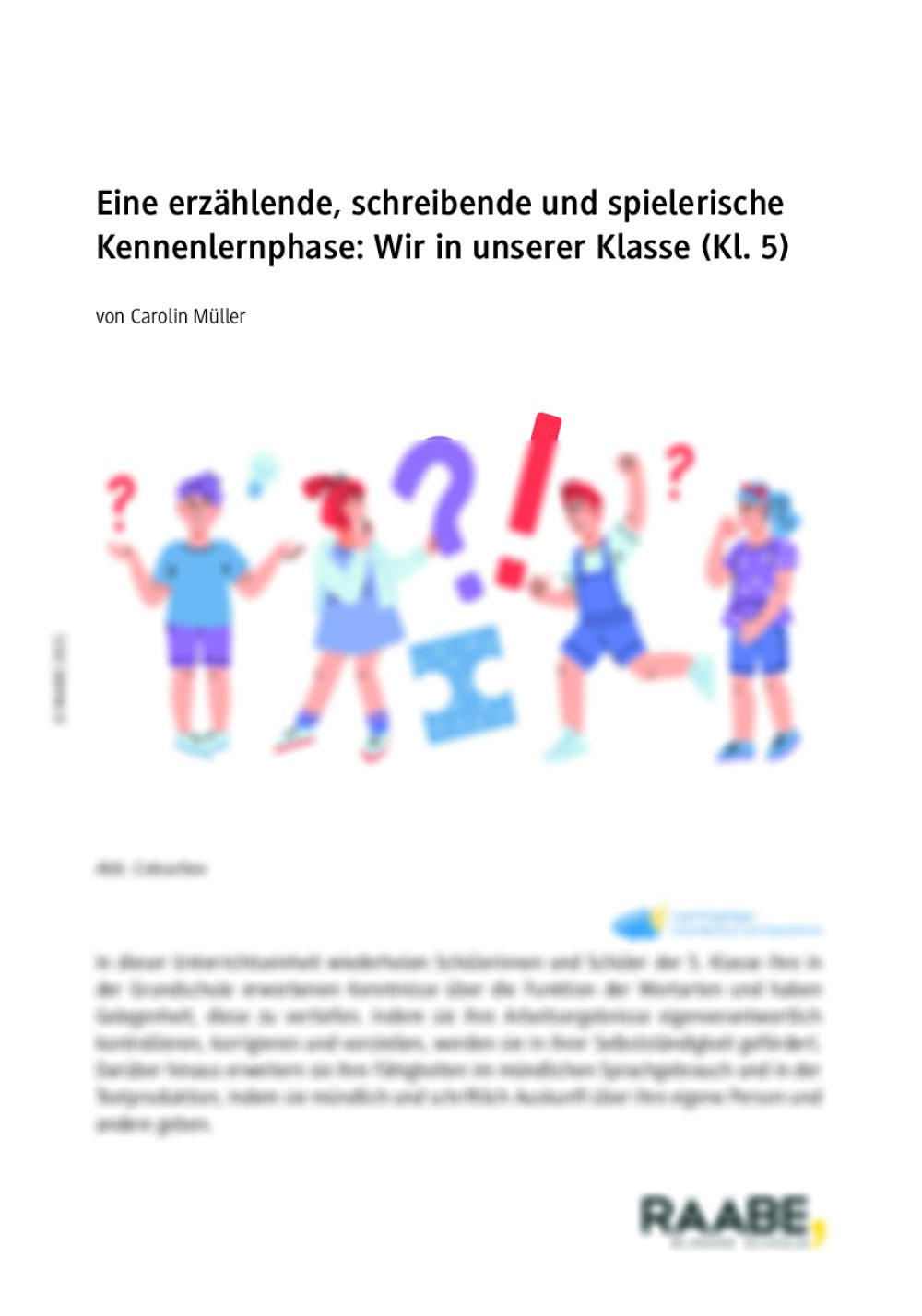 Eine erzählende, schreibende und spielerische Kennenlernphase - Seite 1