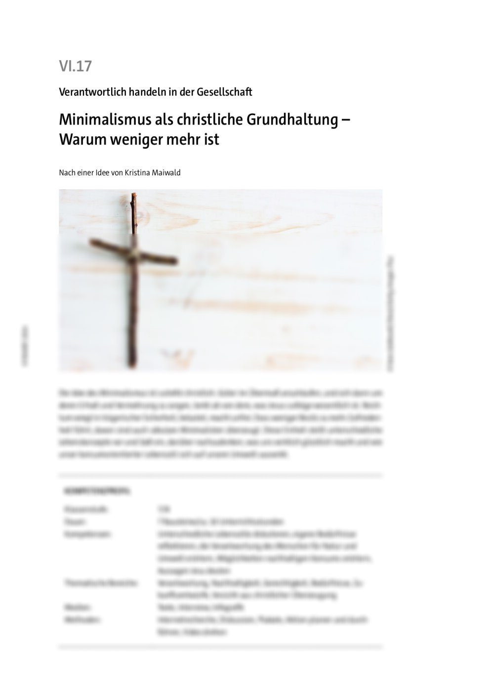 Minimalismus als christliche Grundhaltung - Seite 1