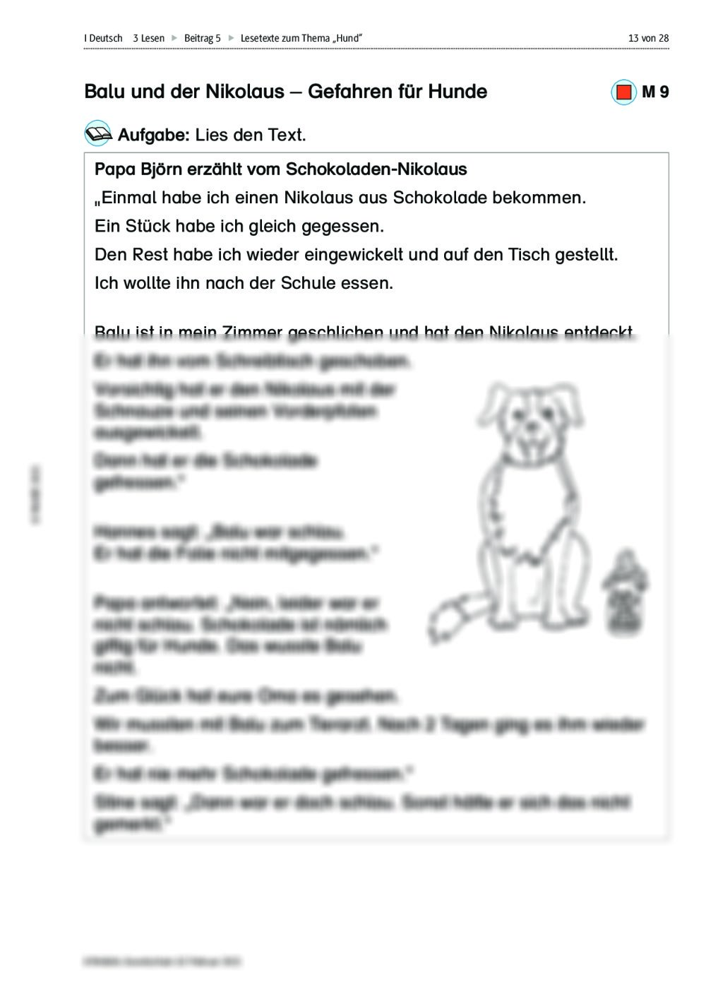 Lesetexte zum Sachunterrichtsthema "Hund" – Unser Hund Balu | RAAbits
