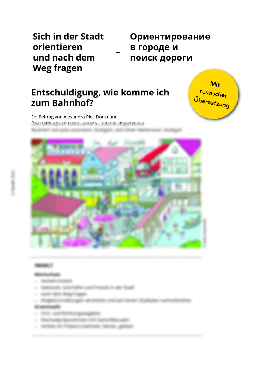 Sich in der Stadt orientieren (mit russischer Übersetzung) - Seite 1