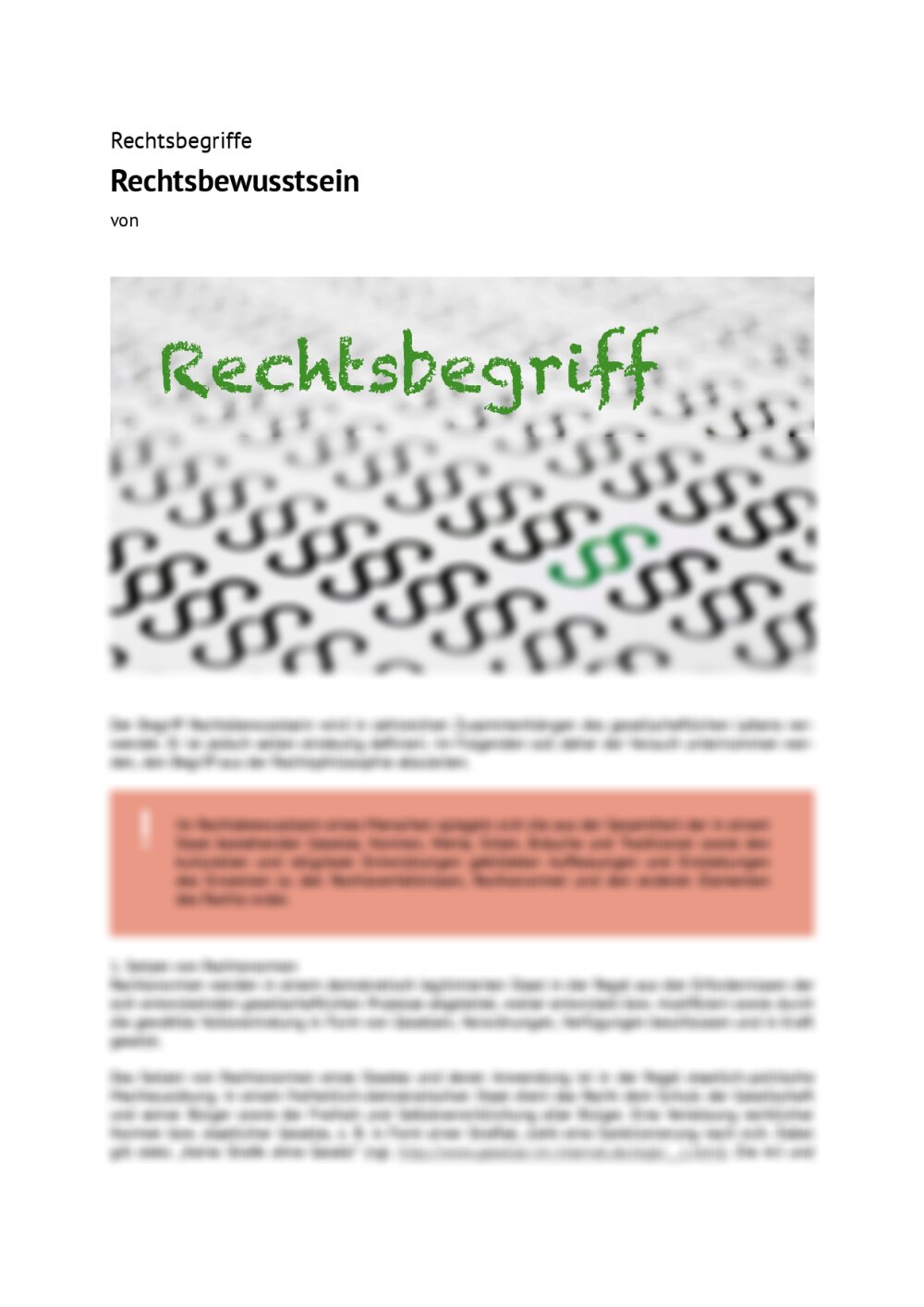 Rechtsbegriff: Rechtsbewusstsein - Seite 1