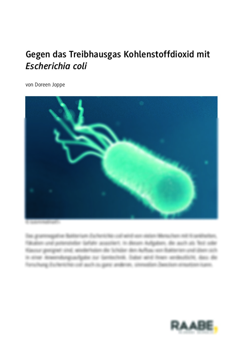 Gegen das Treibhausgas Kohlenstoffdioxid mit
Escherichia coli - Seite 1