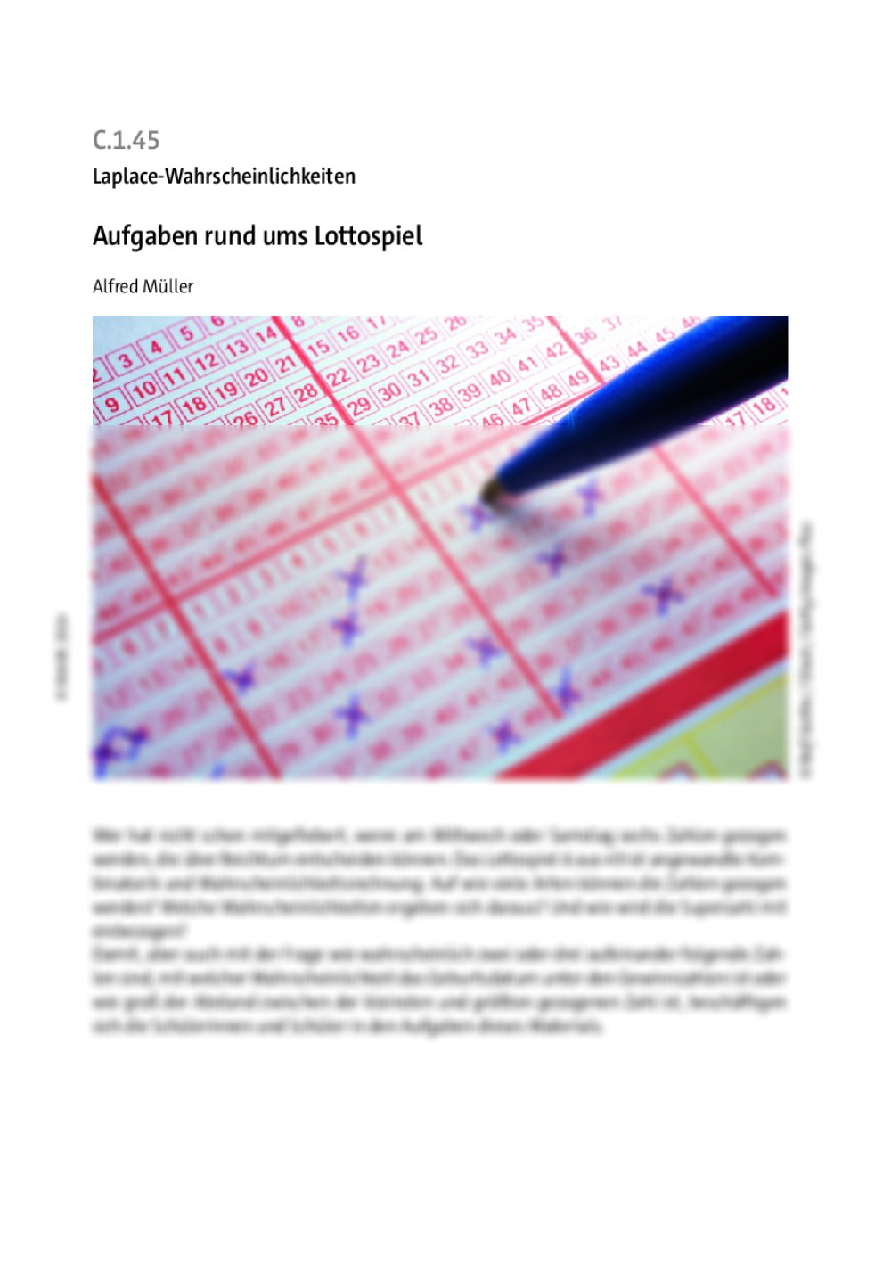 Aufgaben rund ums Lottospiel - Seite 1