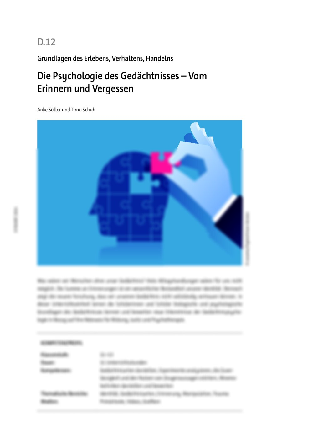 Die Psychologie des Gedächtnisses - Seite 1