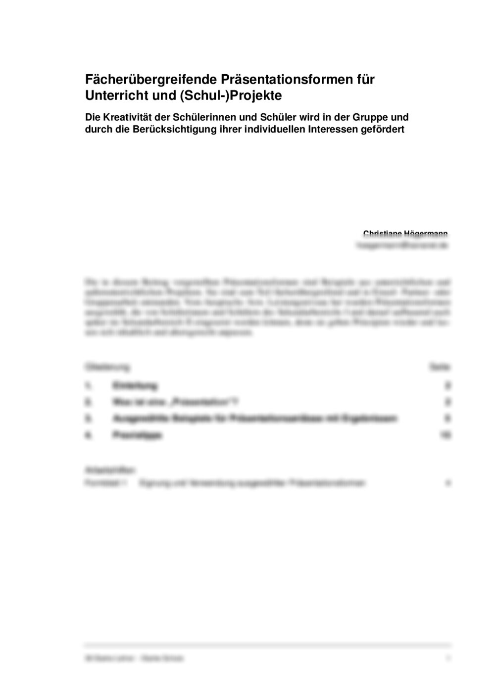 Fächerübergreifende Präsentationsformen - Seite 1