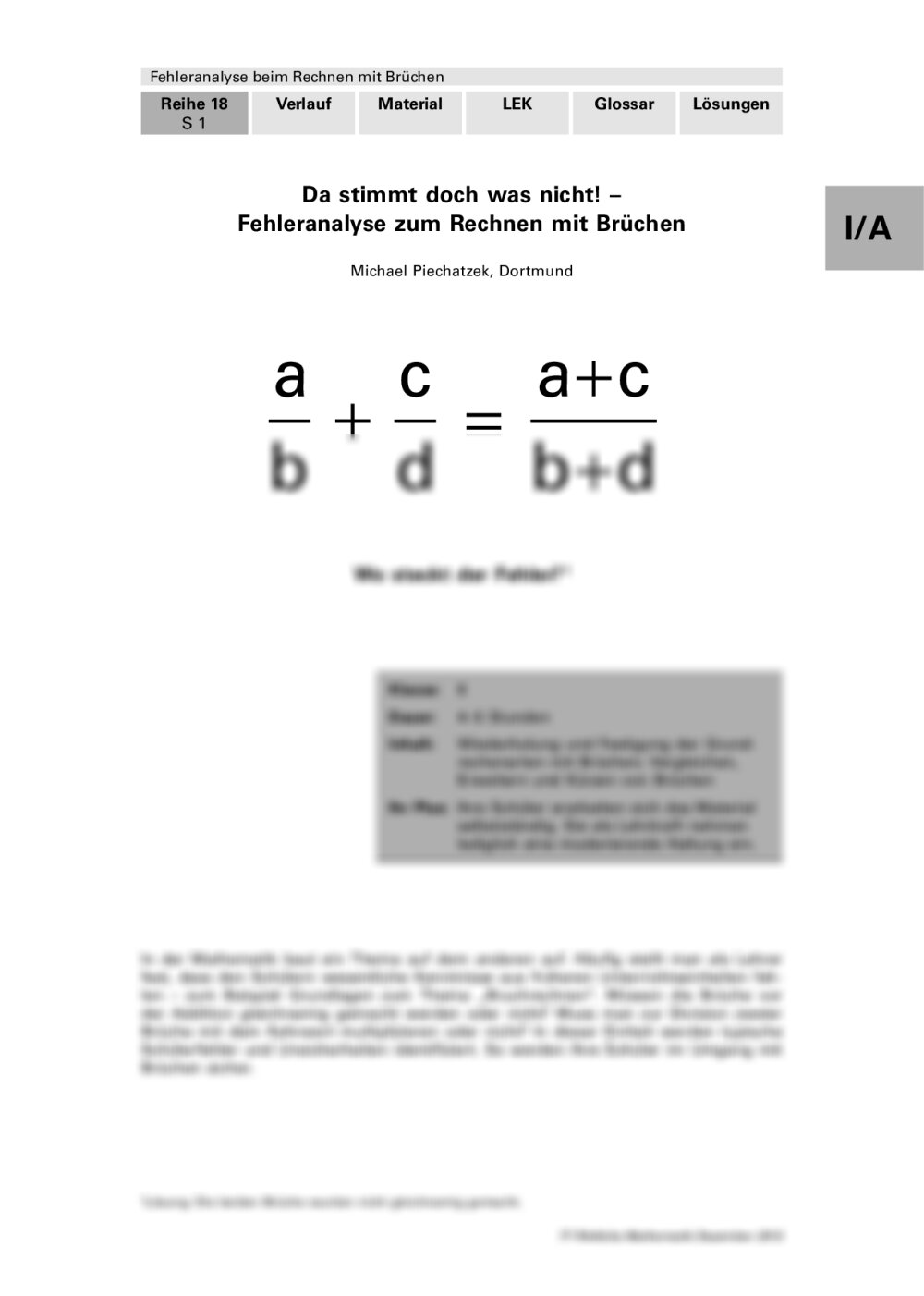 Da stimmt doch was nicht! - Fehleranalyse zum Rechnen mit Brüchen - Seite 1