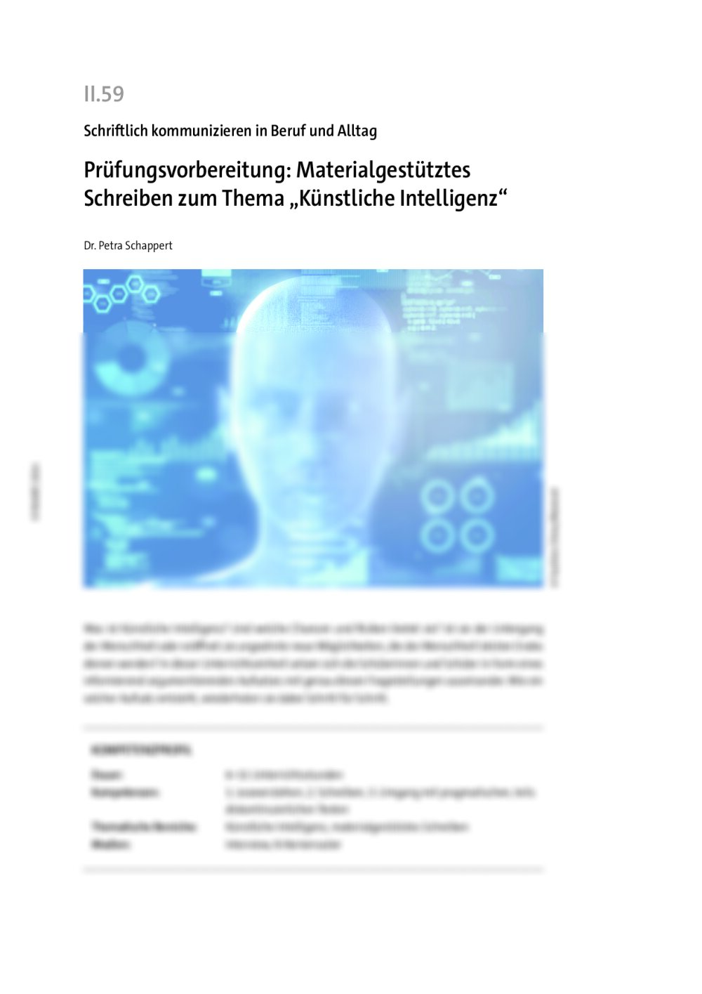 Prüfungsvorbereitung: Materialgestütztes Schreiben zum Thema „Künstliche Intelligenz“ - Seite 1