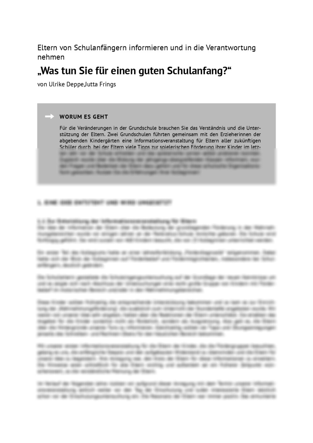 Eltern von Schulanfängern informieren und in die Verantwortung nehmen - Seite 1