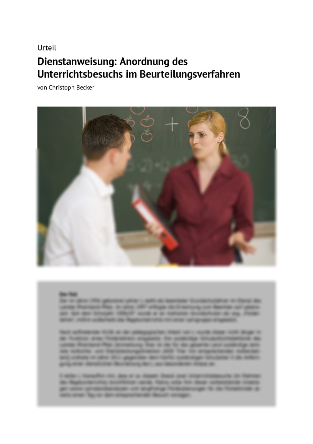 Dienstanweisung: Anordnung des Unterrichtsbesuchs im Beurteilungsverfahren - Seite 1