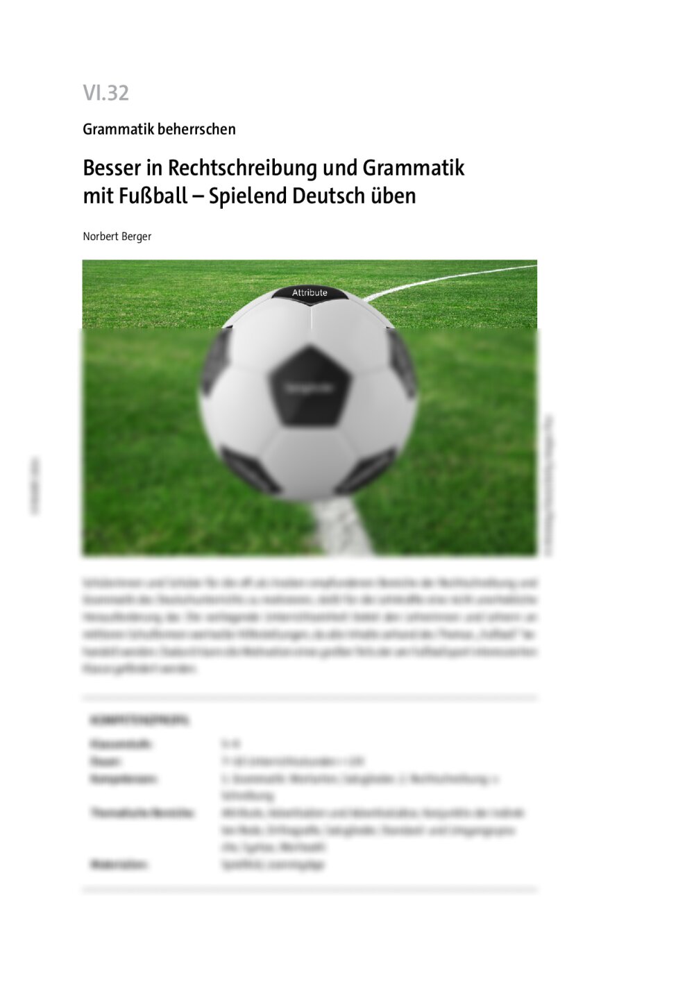 Besser in Rechtschreibung und Grammatik mit Fußball - Seite 1