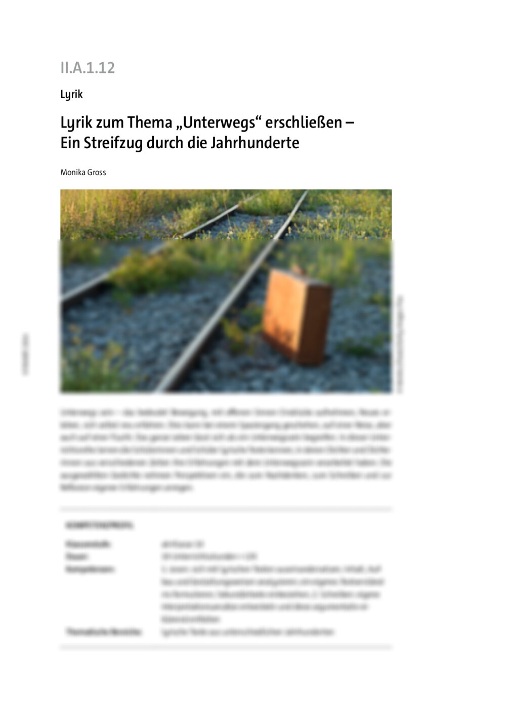 Lyrik zum Thema „Unterwegs“ erschließen - Seite 1