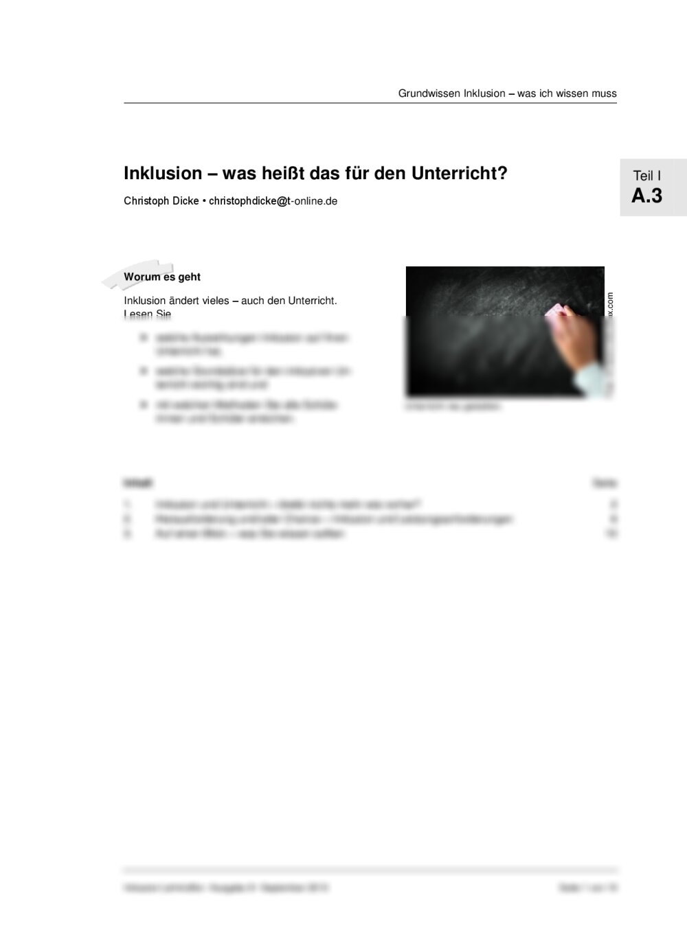 Inklusion –  was heißt das für den Unterricht? - Seite 1