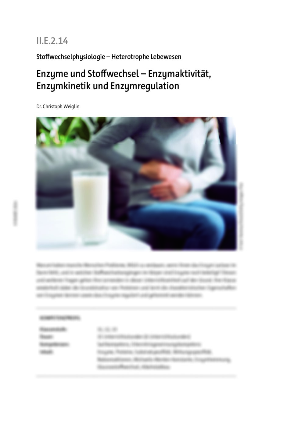 Enzyme und Stoffwechsel  - Seite 1