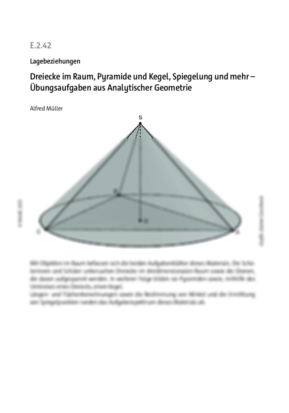 Dreiecke im Raum, Pyramide und Kegel, Spiegelung und mehr - Seite 1