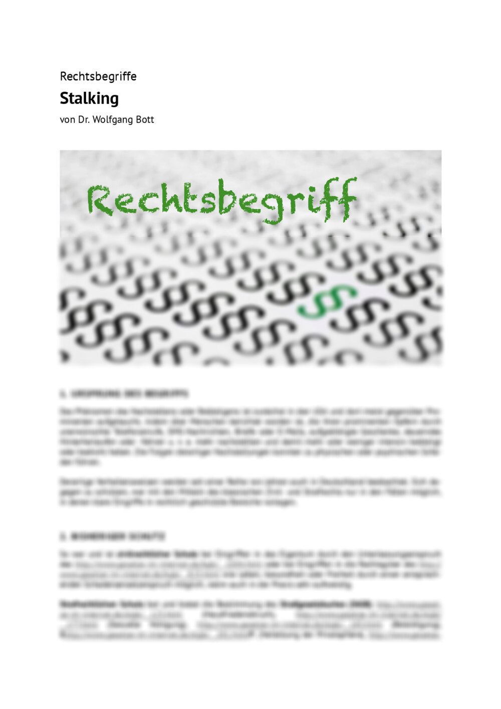 Rechtsbegriff: Stalking - Seite 1