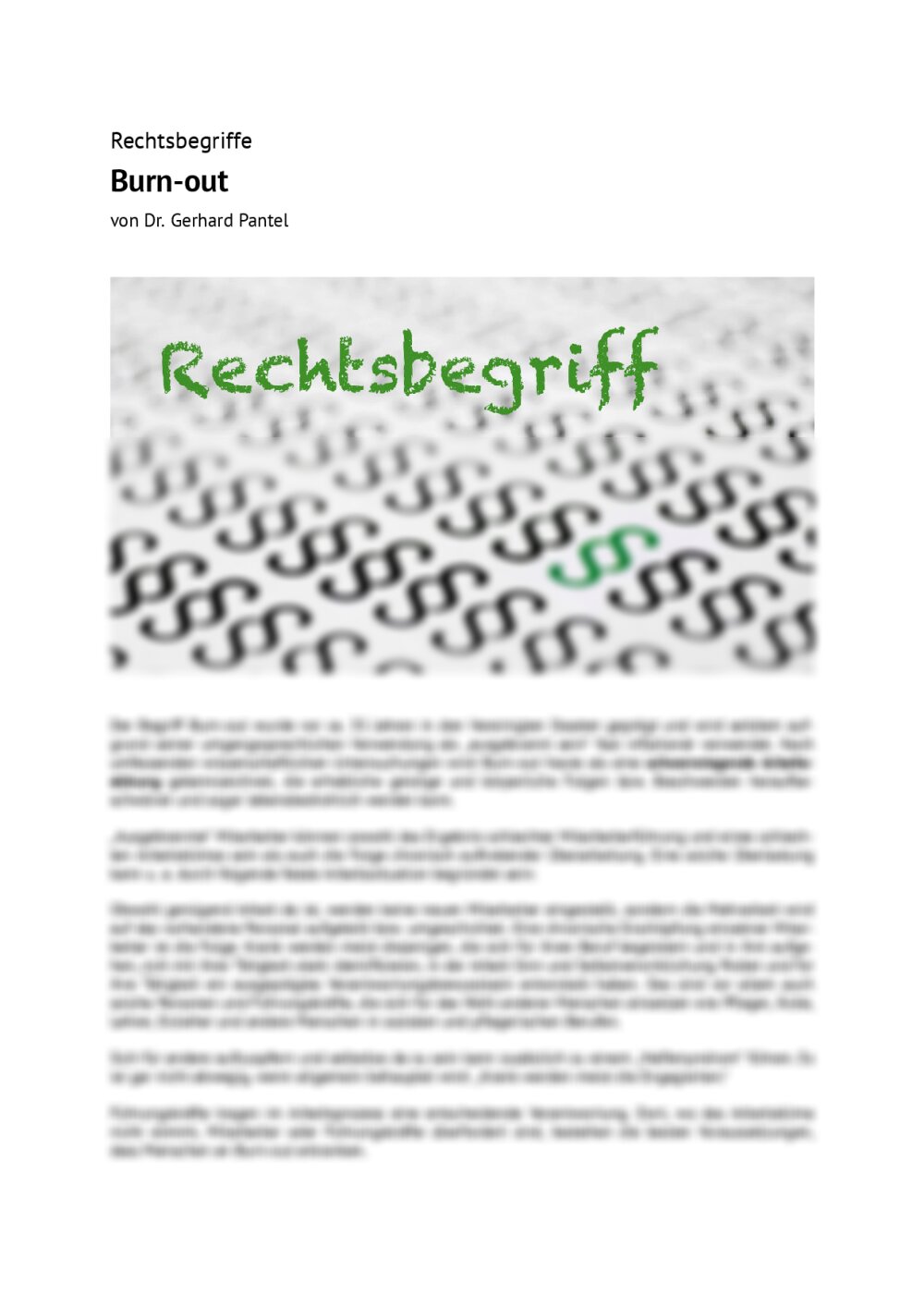 Rechtsbegriff: Burn-out - Seite 1