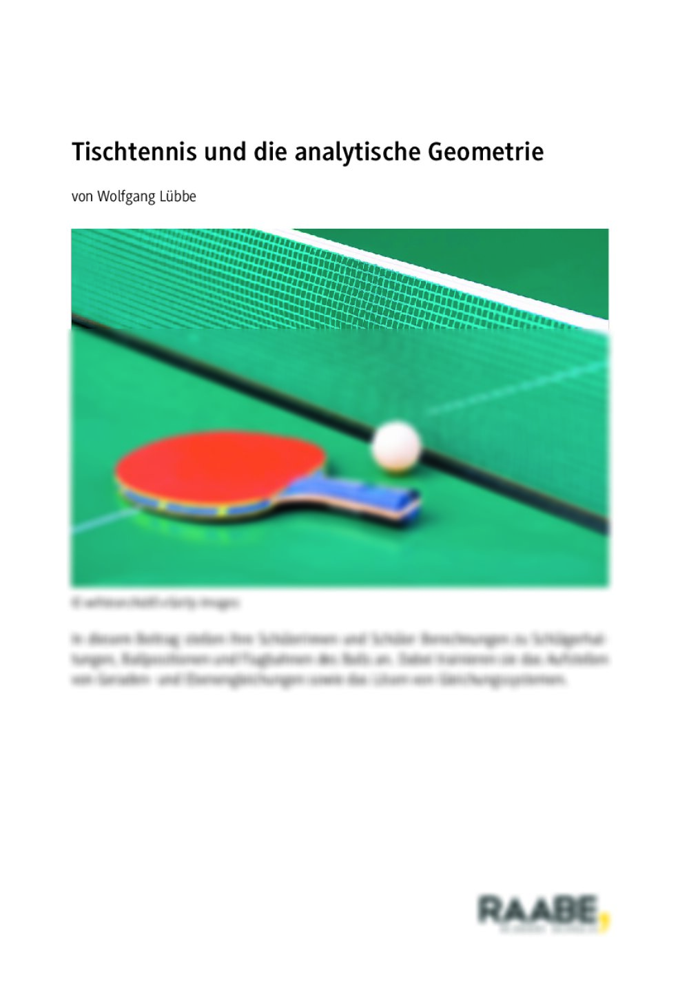 Tischtennis und die analytische Geometrie - Seite 1