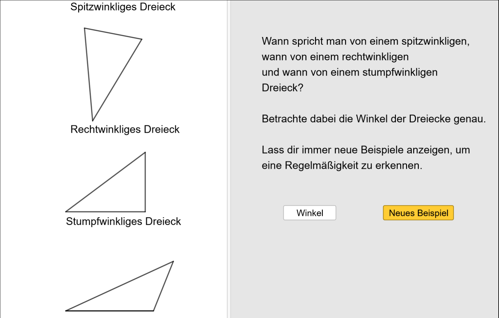 GeoGebra-Erarbeitung: Dreiecksarten identifizieren