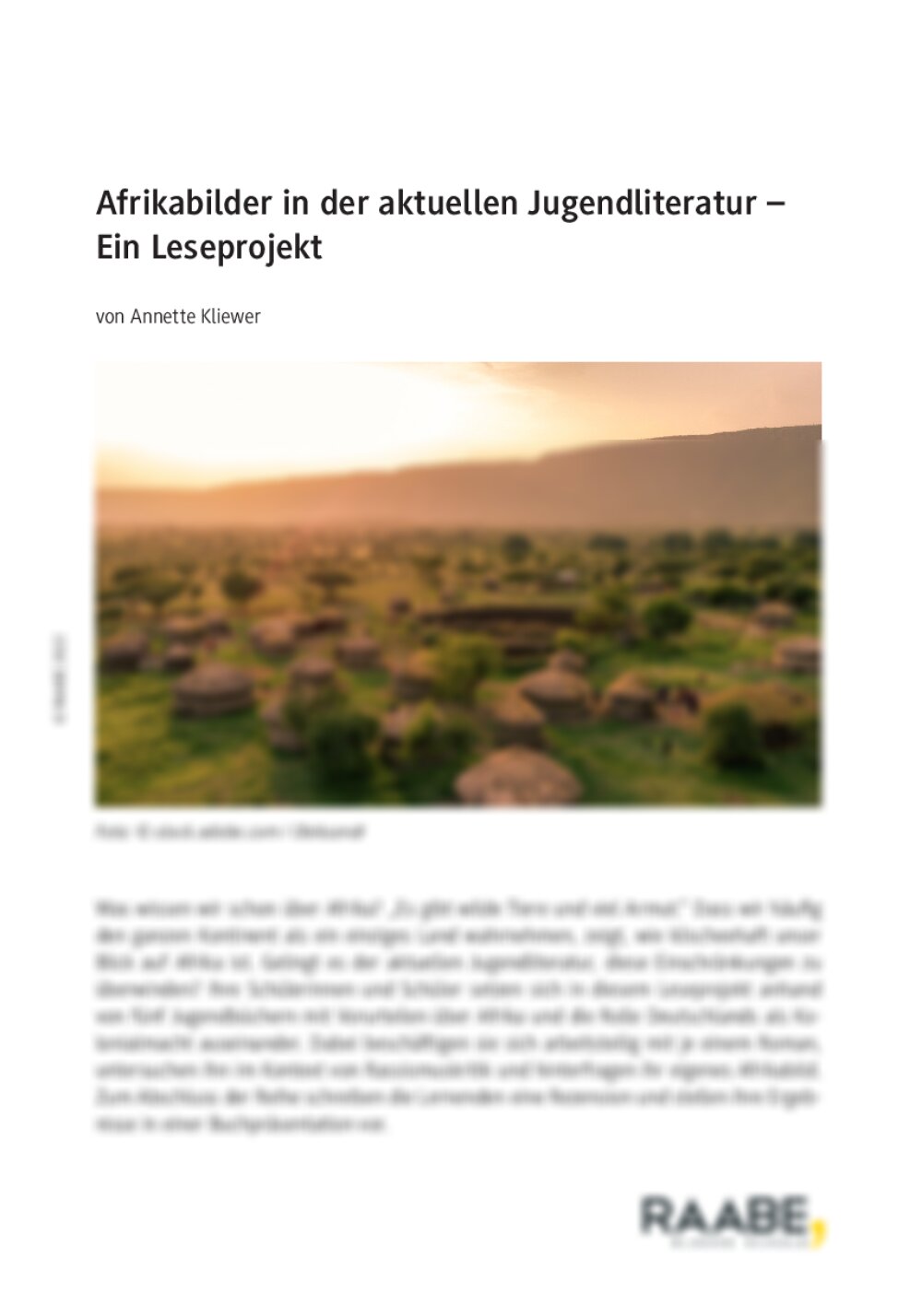 Afrikabilder in der aktuellen Jugendliteratur  - Seite 1