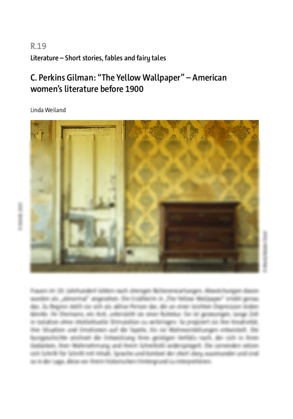 C. Perkins Gilman: “The Yellow Wallpaper” - Seite 1